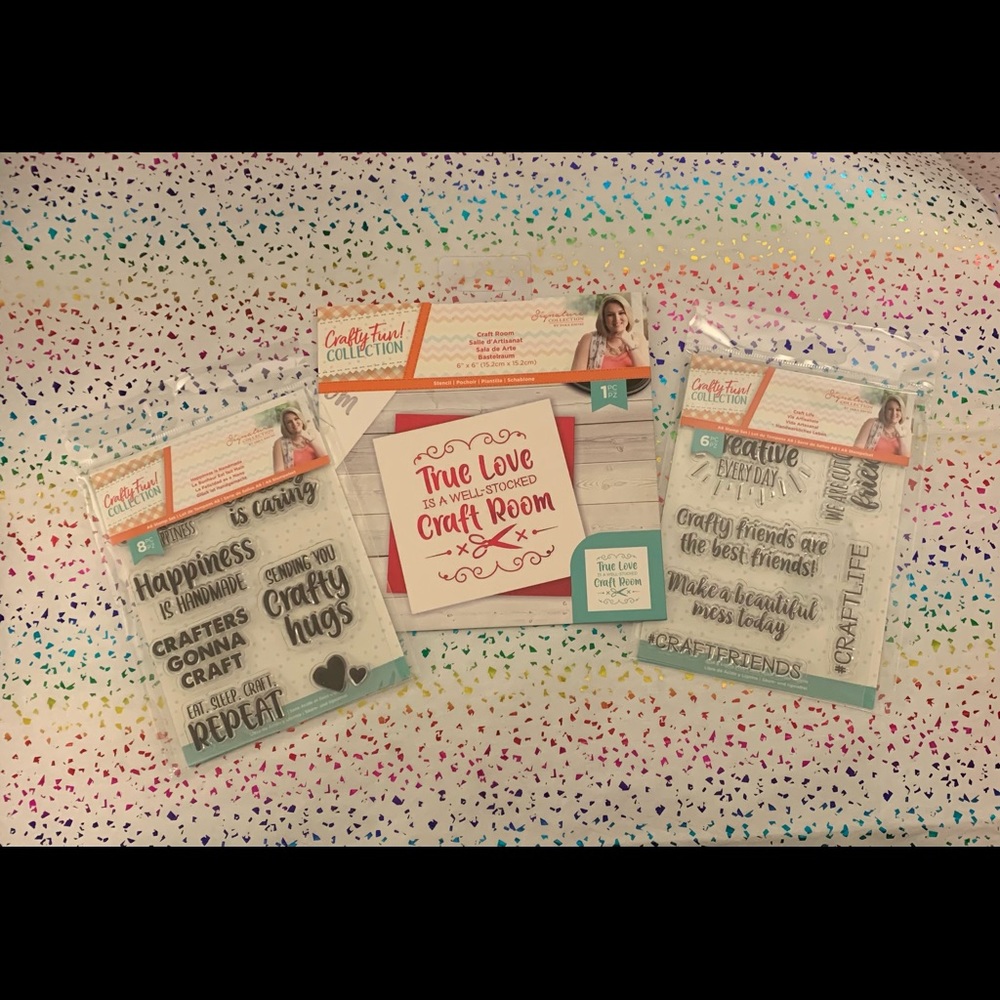 NWT Crafting Package B: 8 piece & 6 Piece Stamp Sets, & Stencil- Handmade Fun!